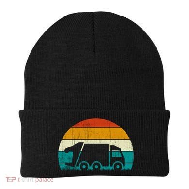 Retro Vintage Sunset Recycling Trash Garbage Truck Gift Beanie