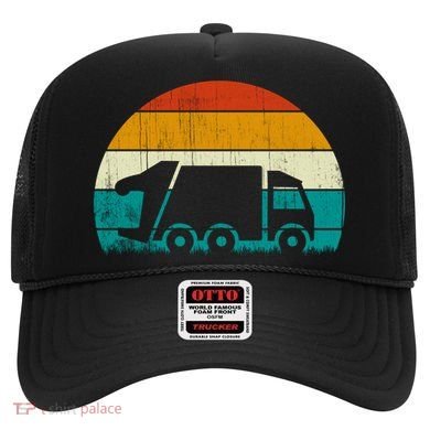 Retro Vintage Sunset Recycling Trash Garbage Truck Gift Hat