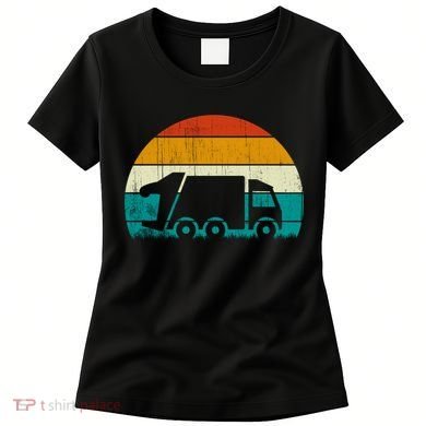 Retro Vintage Sunset Recycling Trash Garbage Truck Gift Women's T-Shirt