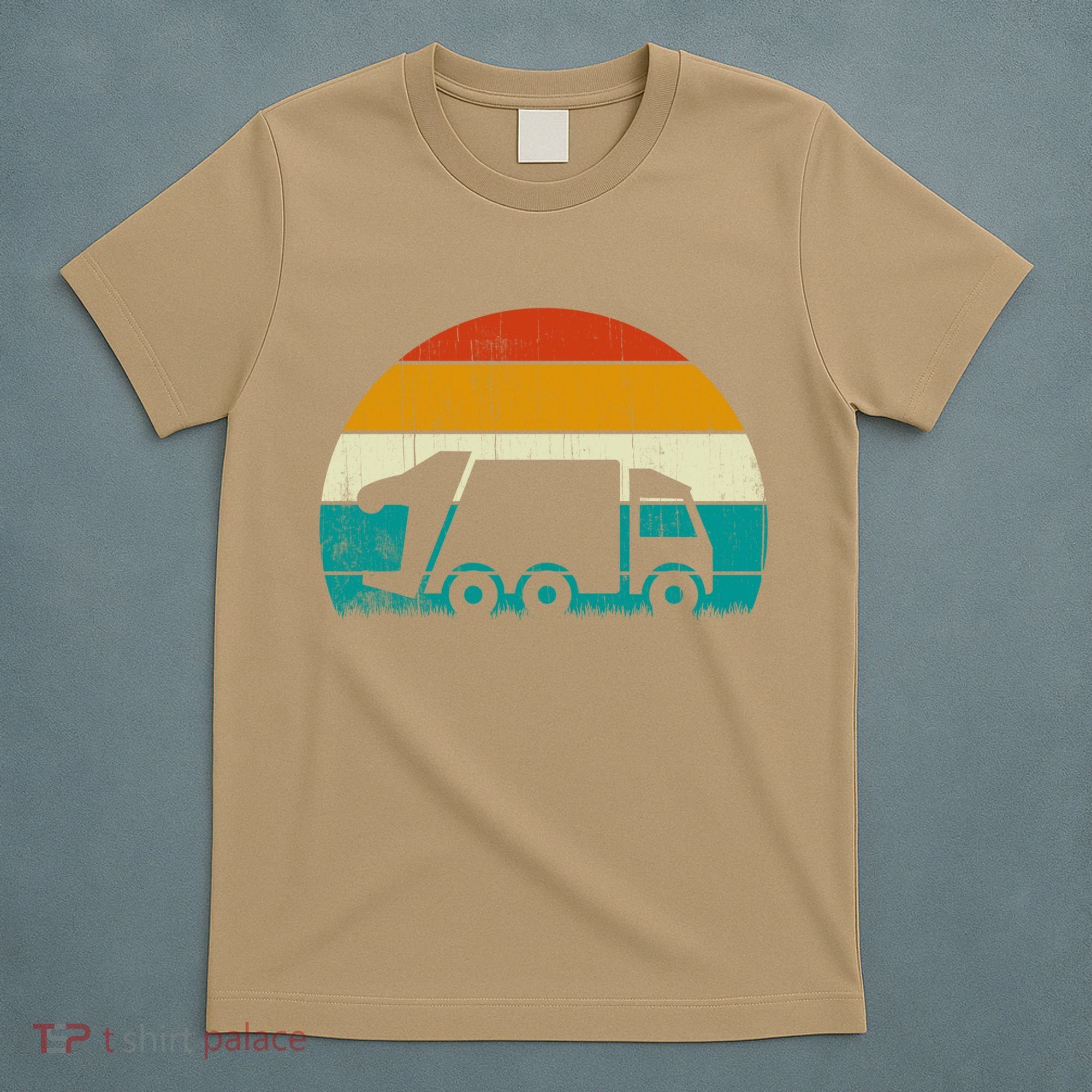 Retro Vintage Sunset Recycling Trash Garbage Truck Gift T-Shirt
