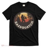 Retro Vintage Sax Squatch Yeti Bigfoot Playing Saxophone T-Shirt thumb 0