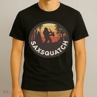 Retro Vintage Sax Squatch Yeti Bigfoot Playing Saxophone T-Shirt thumb 3