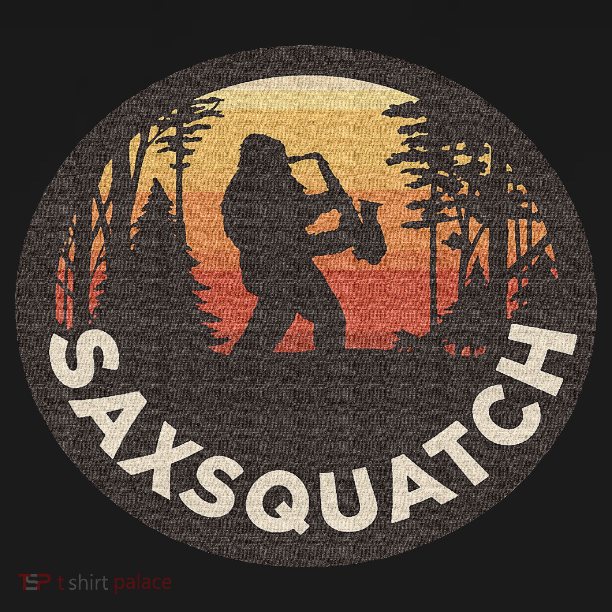 Retro Vintage Sax Squatch Yeti Bigfoot Playing Saxophone T-Shirt