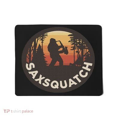 Retro Vintage Sax Squatch Yeti Bigfoot Playing Saxophone Mousepad