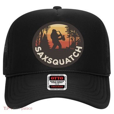 Retro Vintage Sax Squatch Yeti Bigfoot Playing Saxophone Hat