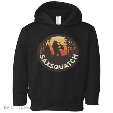 Retro Vintage Sax Squatch Yeti Bigfoot Playing Saxophone Toddler Hoodie