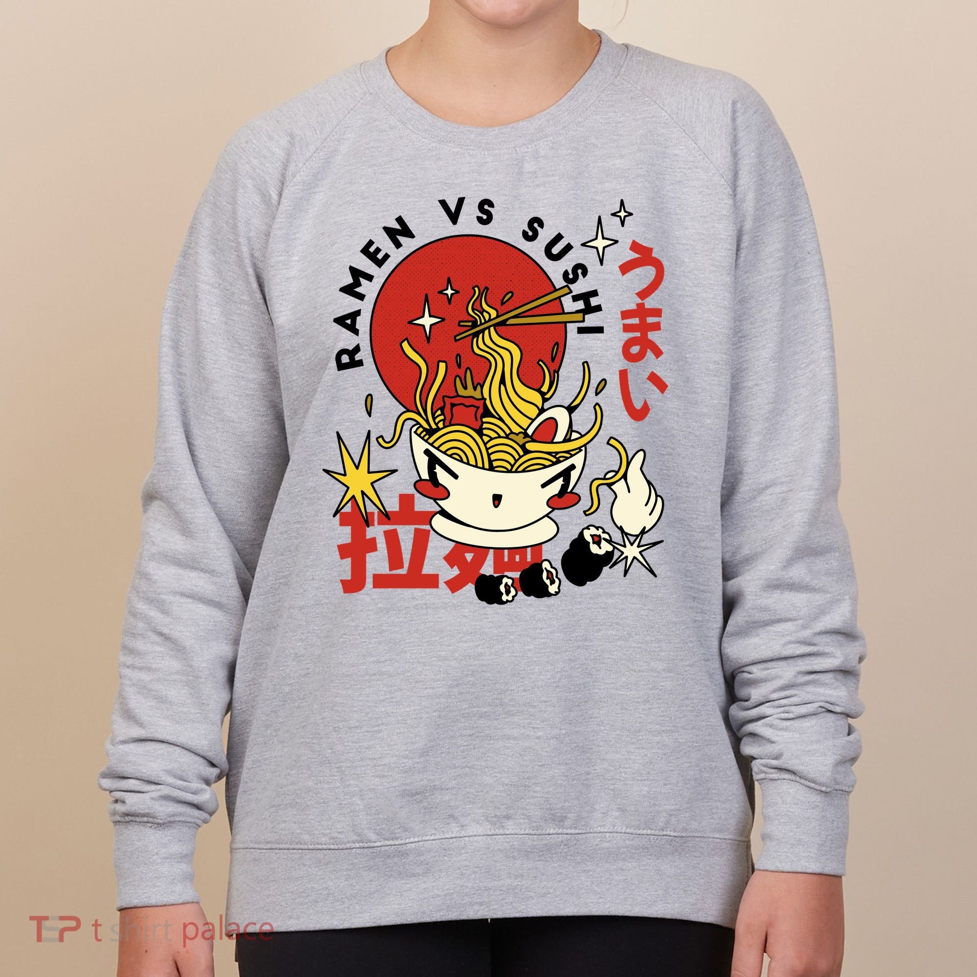Ramen Vs Sushi Retro Japanese Food Women's Sweatshirt