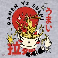 Ramen Vs Sushi Retro Japanese Food Women's Sweatshirt thumb 2