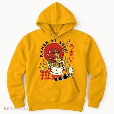 Ramen Vs Sushi Retro Japanese Food Hoodie