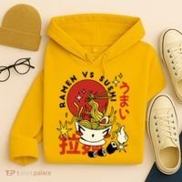 Ramen Vs Sushi Retro Japanese Food Hoodie thumb 4