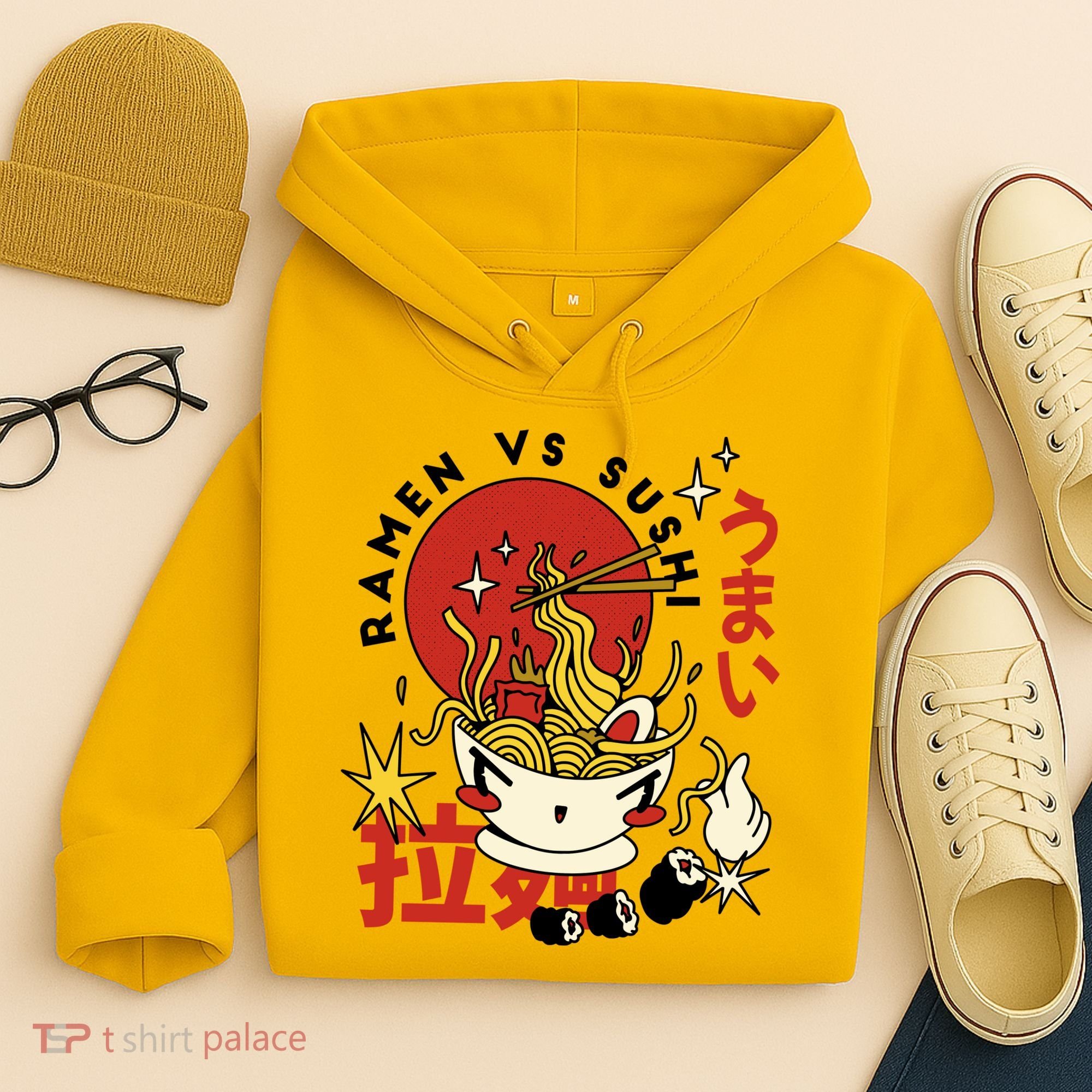 Ramen Vs Sushi Retro Japanese Food Hoodie