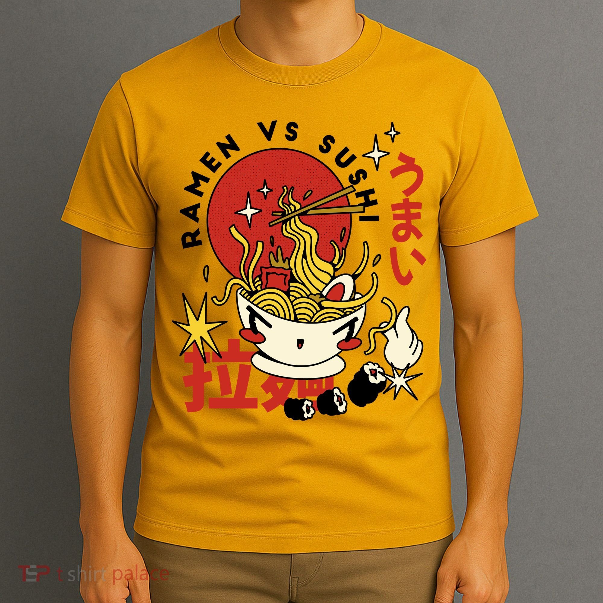Ramen Vs Sushi Retro Japanese Food T-Shirt