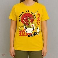 Ramen Vs Sushi Retro Japanese Food T-Shirt thumb 4