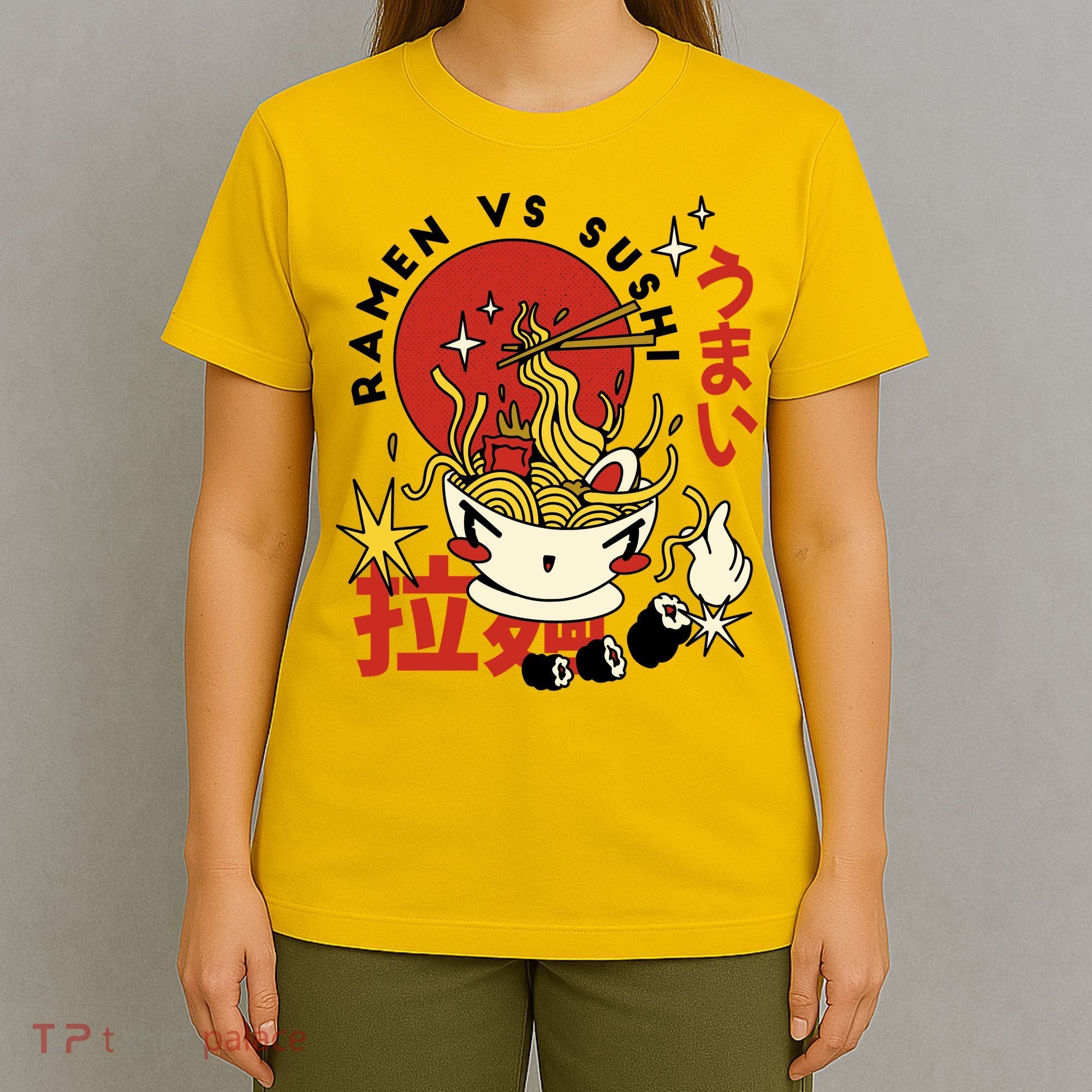 Ramen Vs Sushi Retro Japanese Food T-Shirt