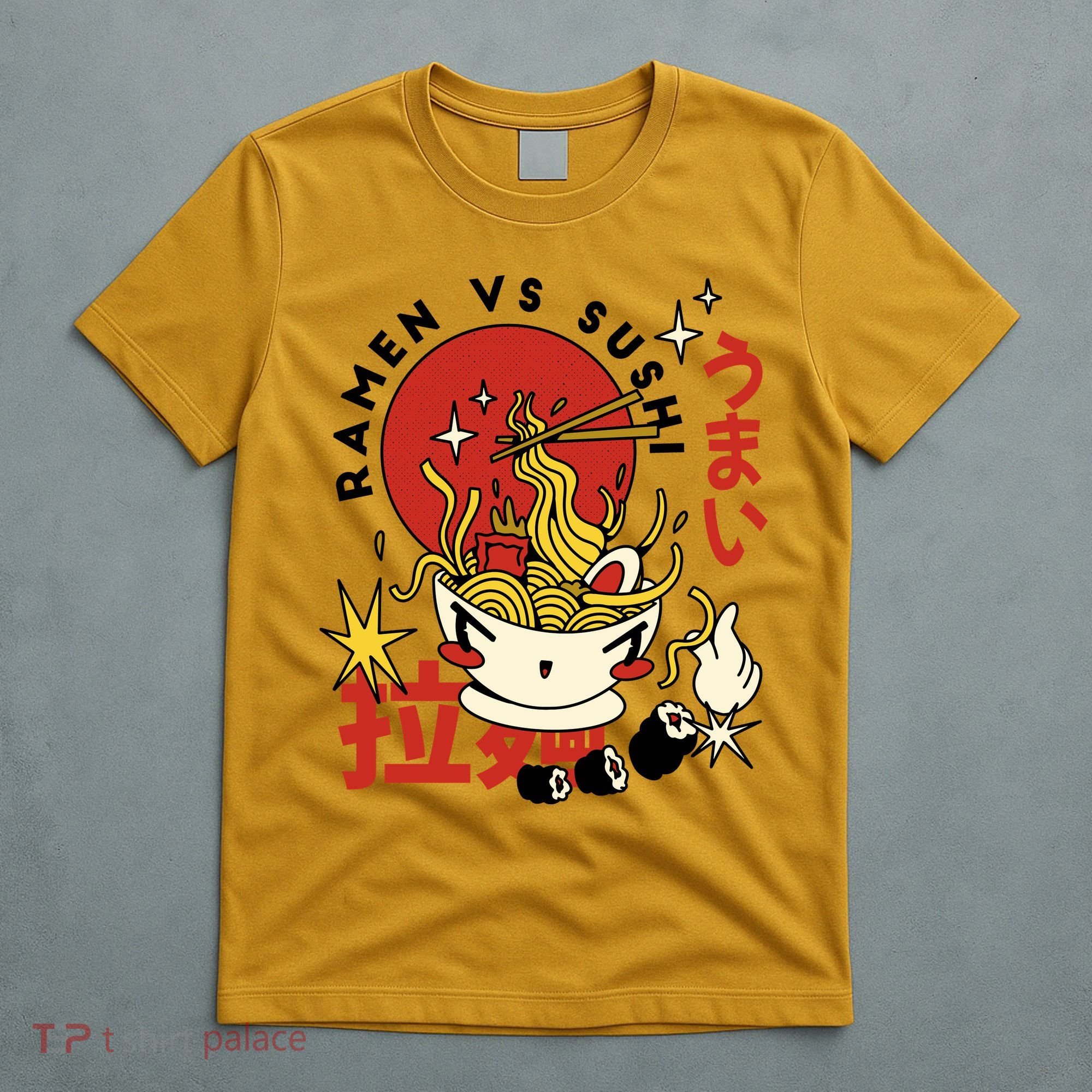 Ramen Vs Sushi Retro Japanese Food T-Shirt
