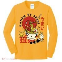 Ramen Vs Sushi Retro Japanese Food Kids Long Sleeve Shirt thumb 0