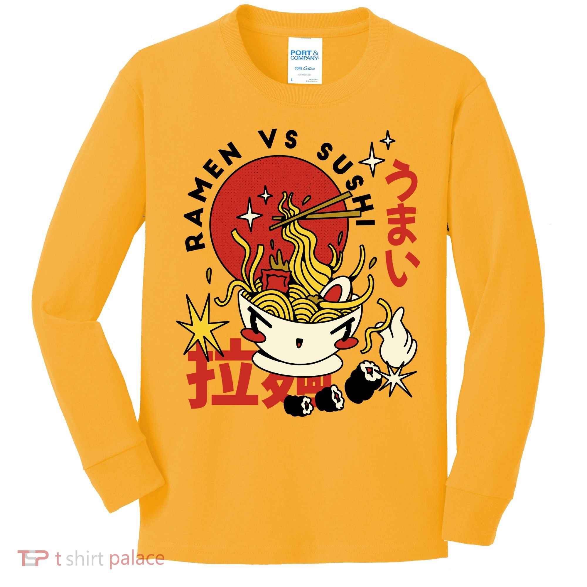 Ramen Vs Sushi Retro Japanese Food Kids Long Sleeve Shirt