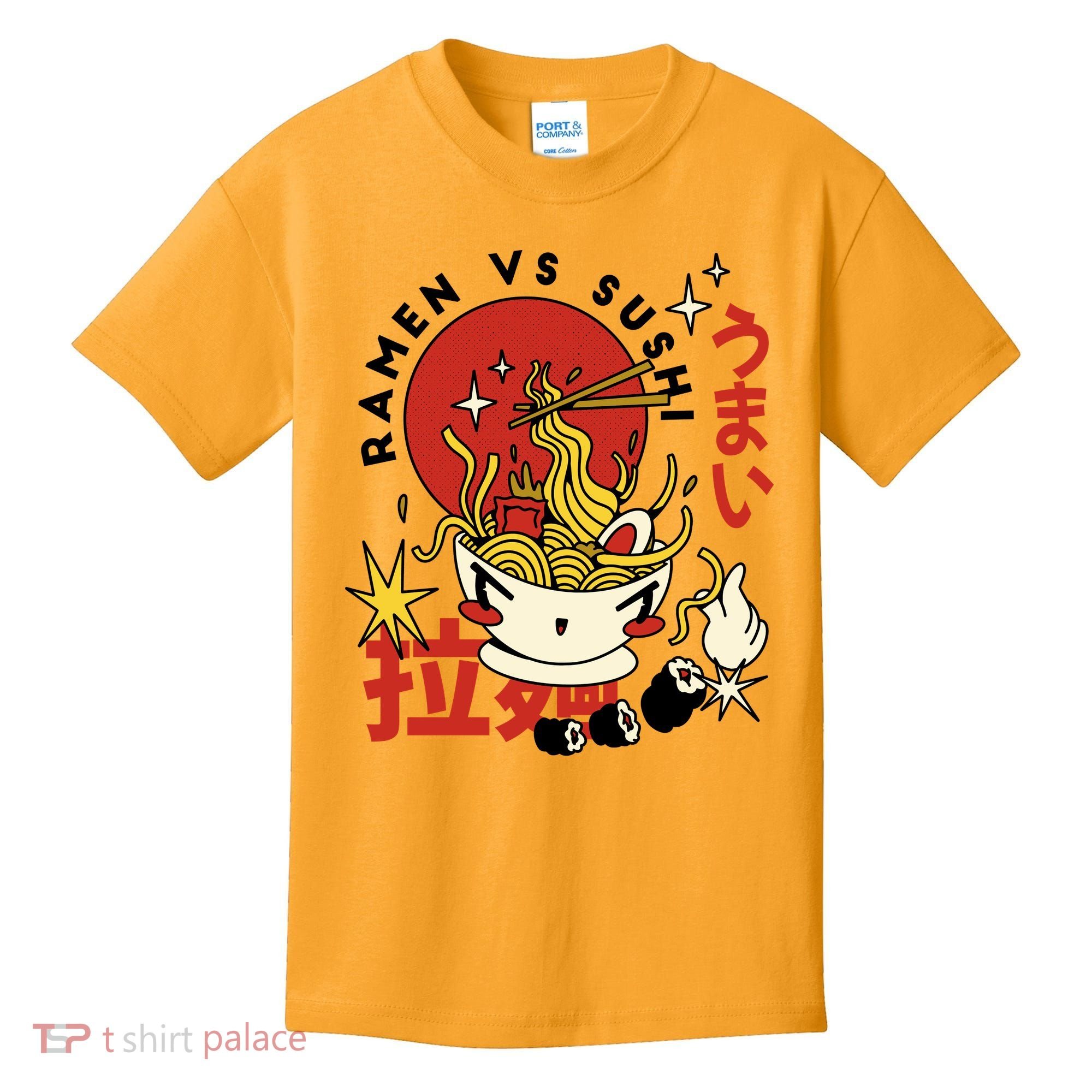 Ramen Vs Sushi Retro Japanese Food Kids T-Shirt