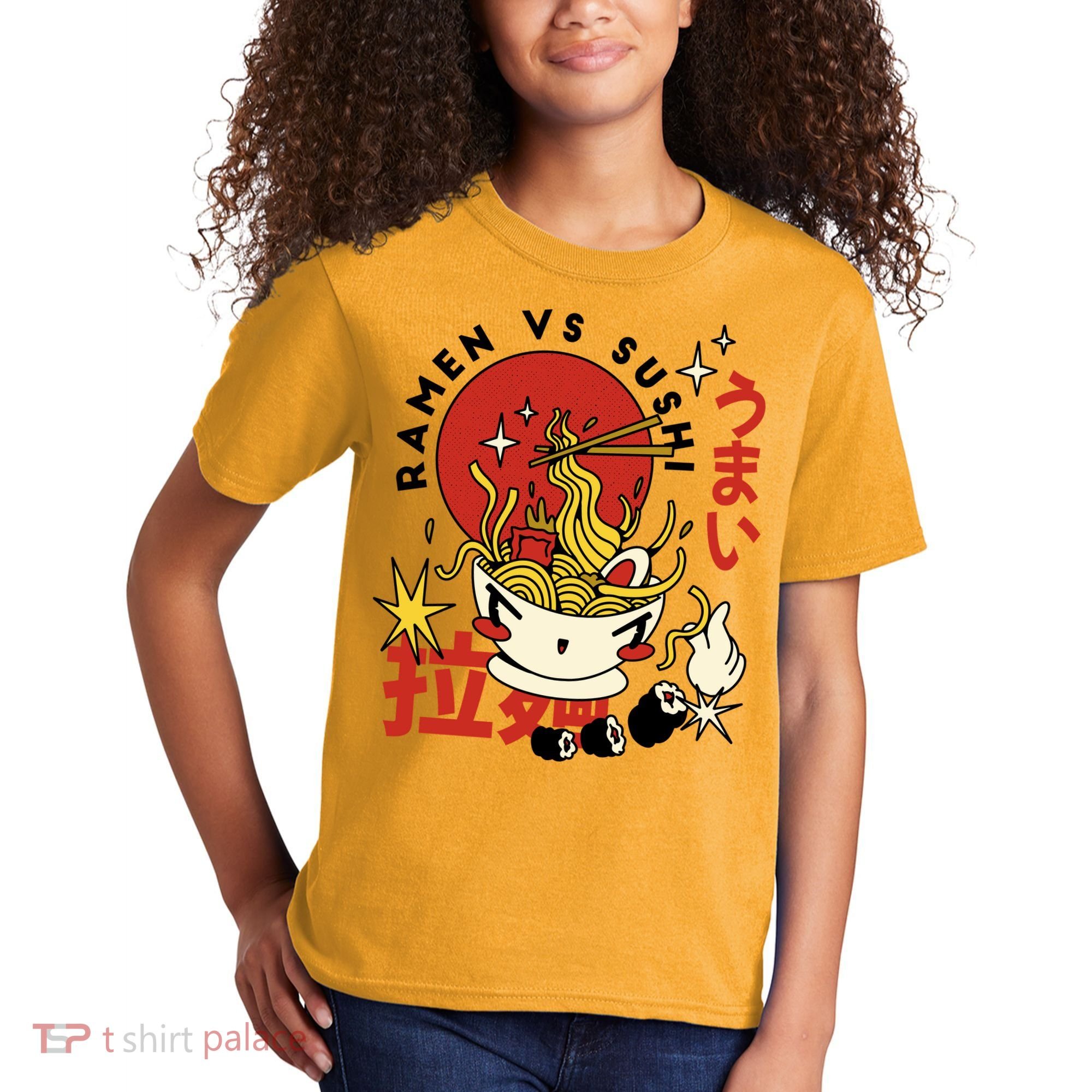Ramen Vs Sushi Retro Japanese Food Kids T-Shirt