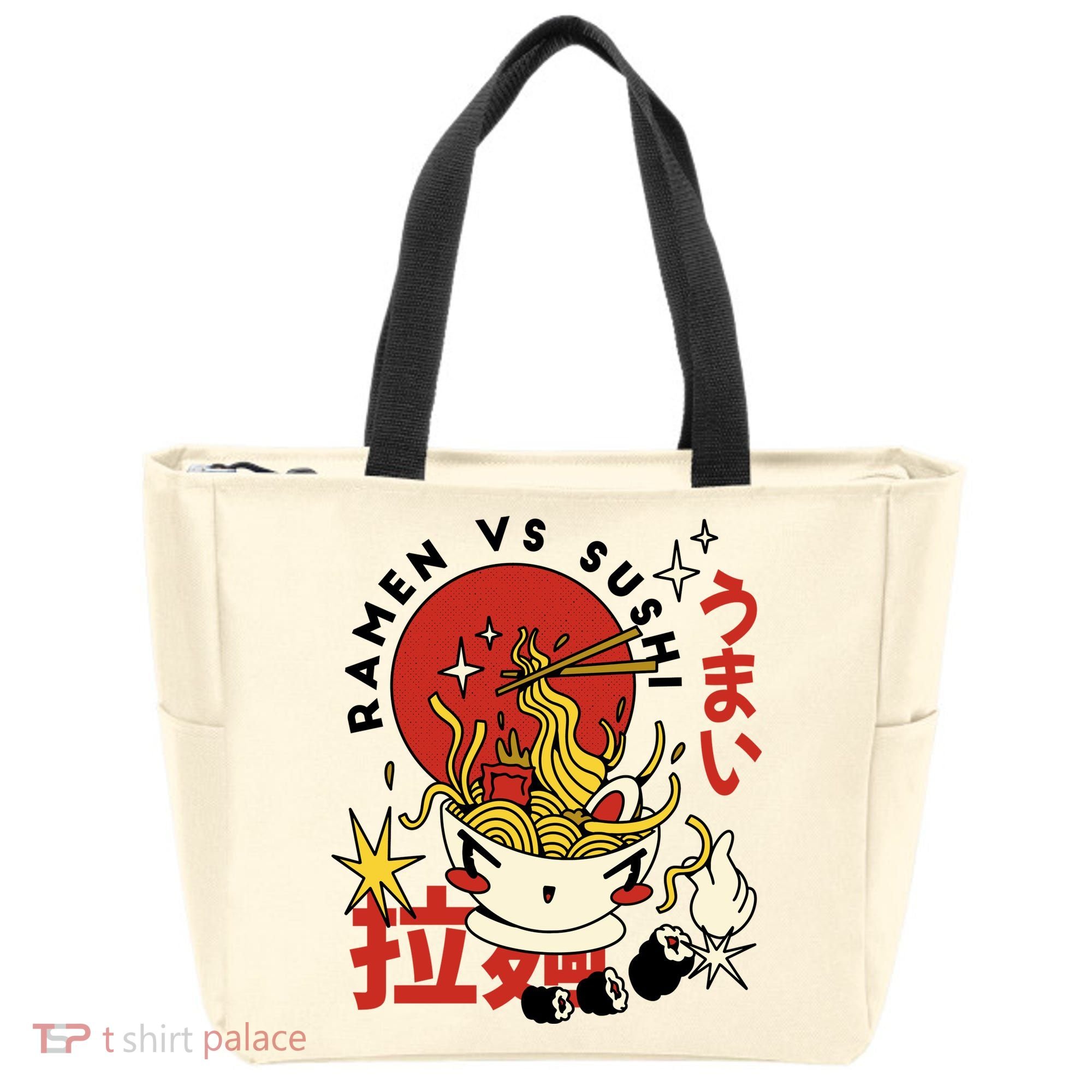 Ramen Vs Sushi Retro Japanese Food Tote Bag