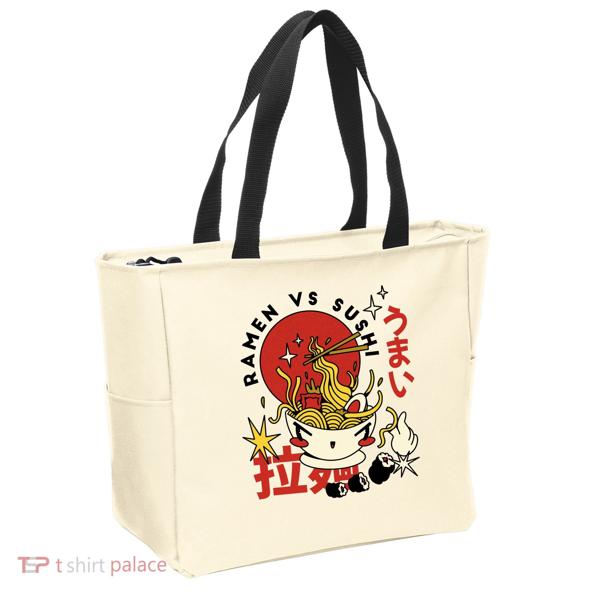 Ramen Vs Sushi Retro Japanese Food Tote Bag