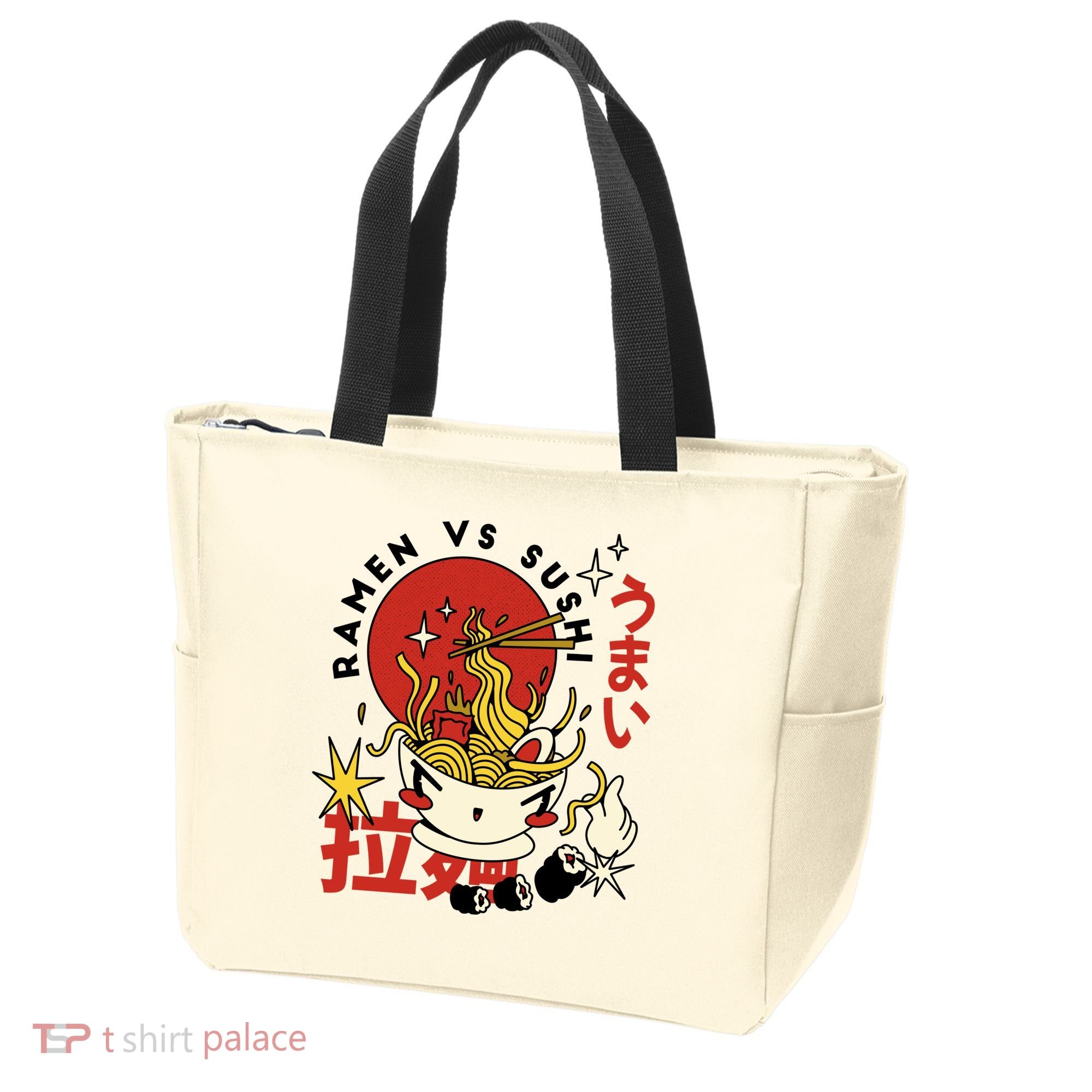 Ramen Vs Sushi Retro Japanese Food Tote Bag