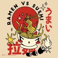 Ramen Vs Sushi Retro Japanese Food Tote Bag thumb 4