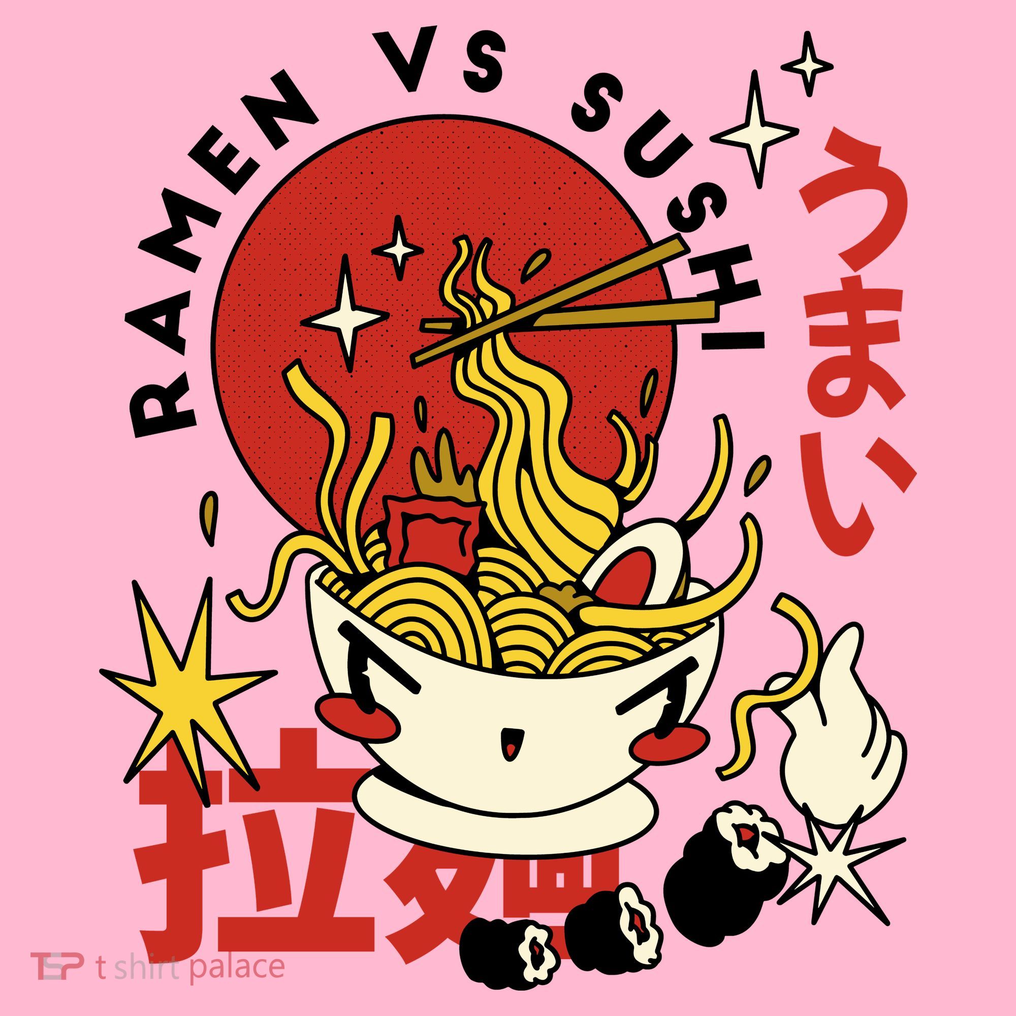 Ramen Vs Sushi Retro Japanese Food Coaster