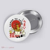 Ramen Vs Sushi Retro Japanese Food Button thumb 0