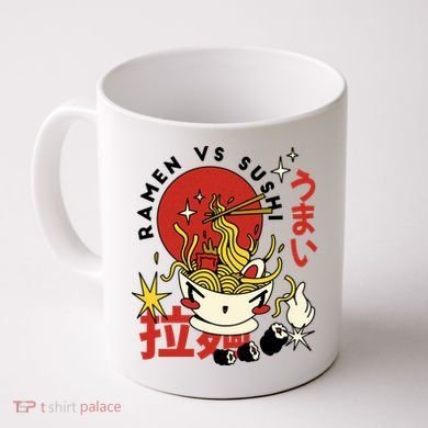 Ramen Vs Sushi Retro Japanese Food Coffee Mug