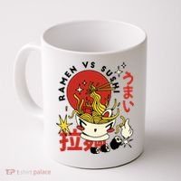 Ramen Vs Sushi Retro Japanese Food Coffee Mug thumb 0