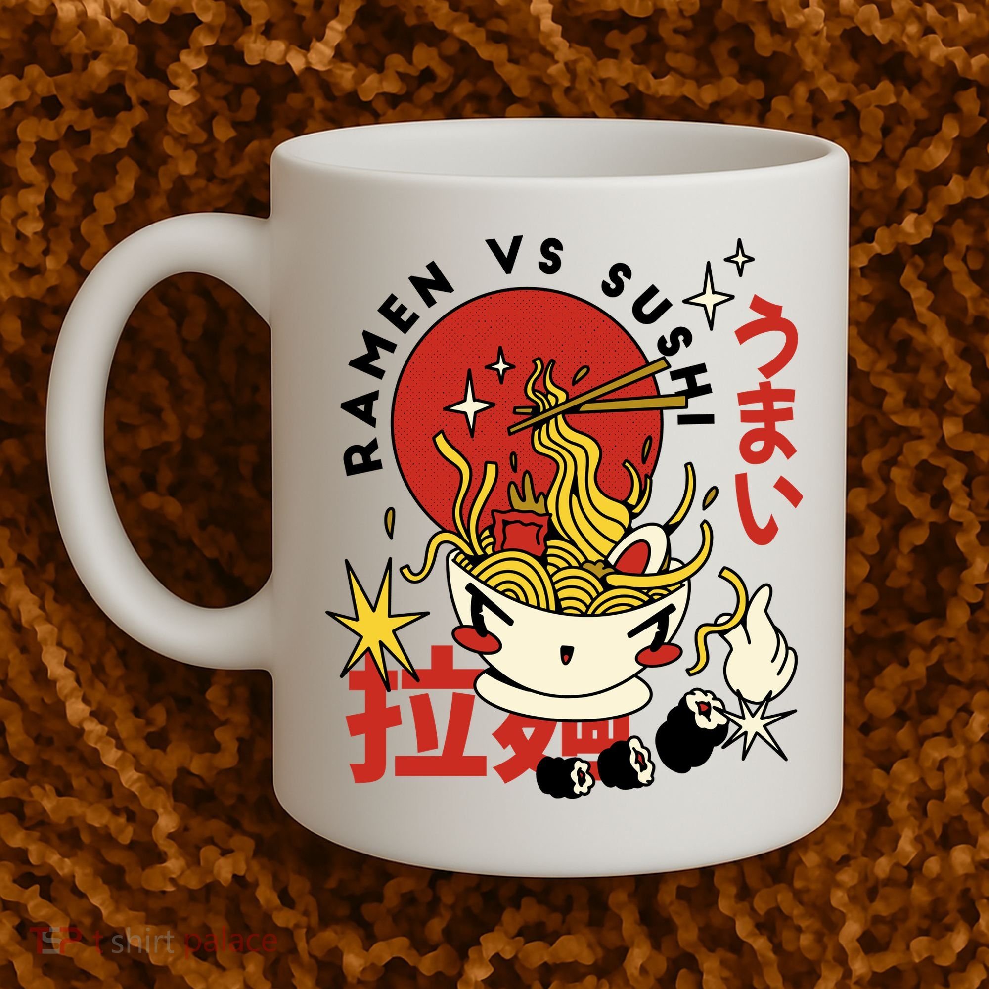 Ramen Vs Sushi Retro Japanese Food Coffee Mug