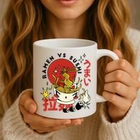 Ramen Vs Sushi Retro Japanese Food Coffee Mug thumb 3