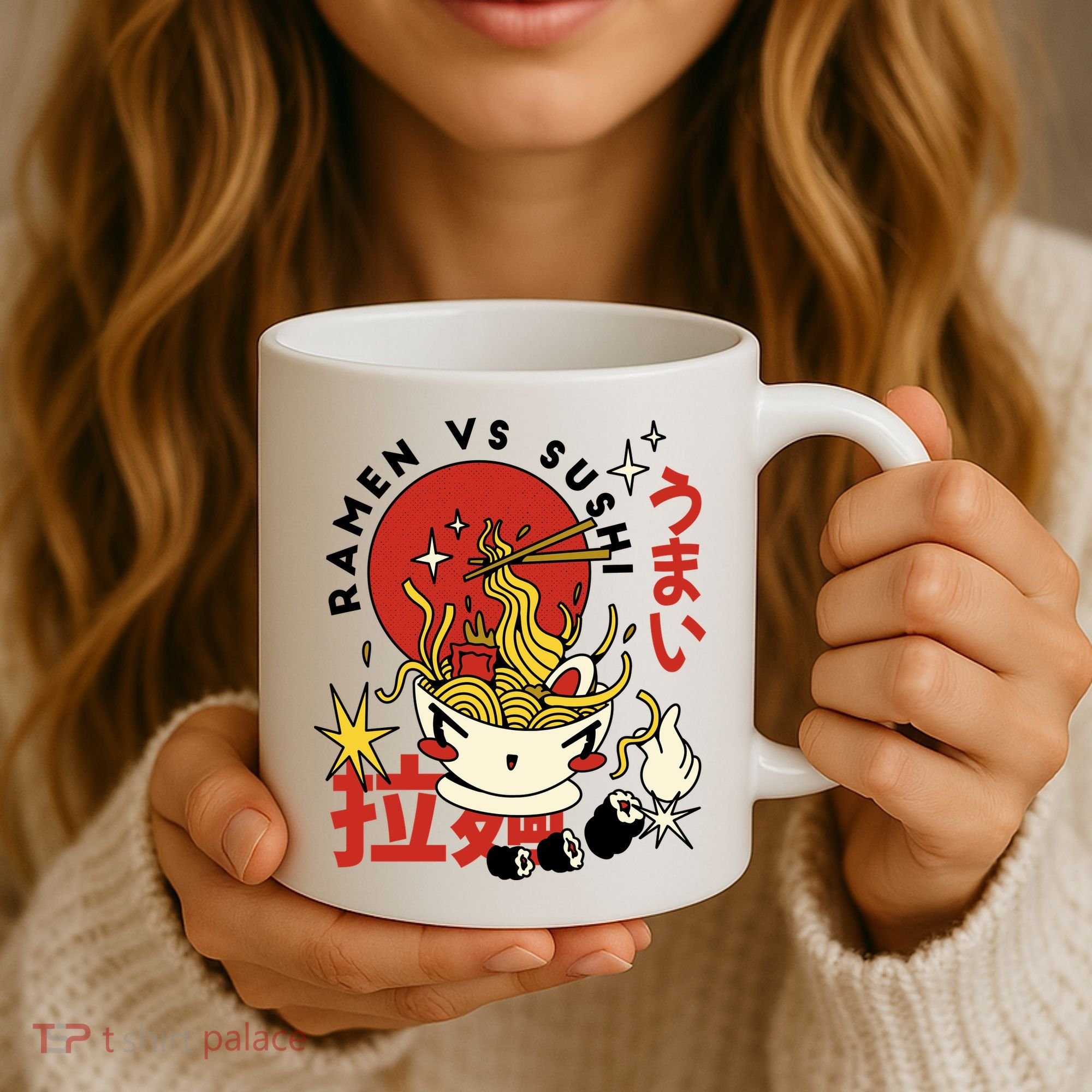 Ramen Vs Sushi Retro Japanese Food Coffee Mug