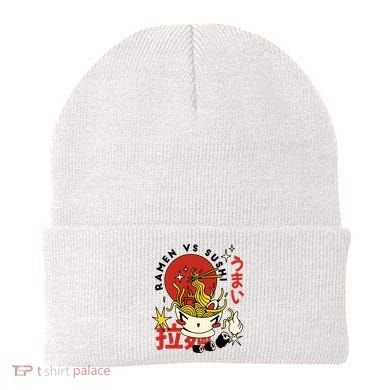 Ramen Vs Sushi Retro Japanese Food Beanie