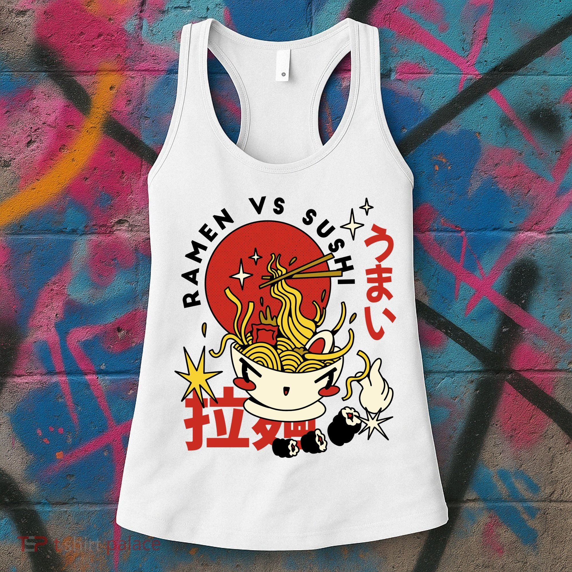 Ramen Vs Sushi Retro Japanese Food Women's Tank Top