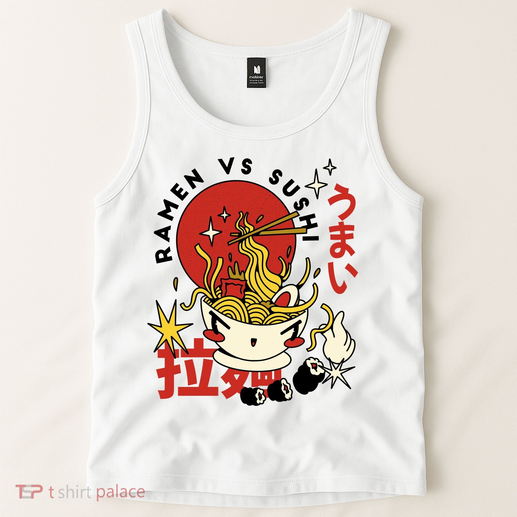Ramen Vs Sushi Retro Japanese Food Tank Top