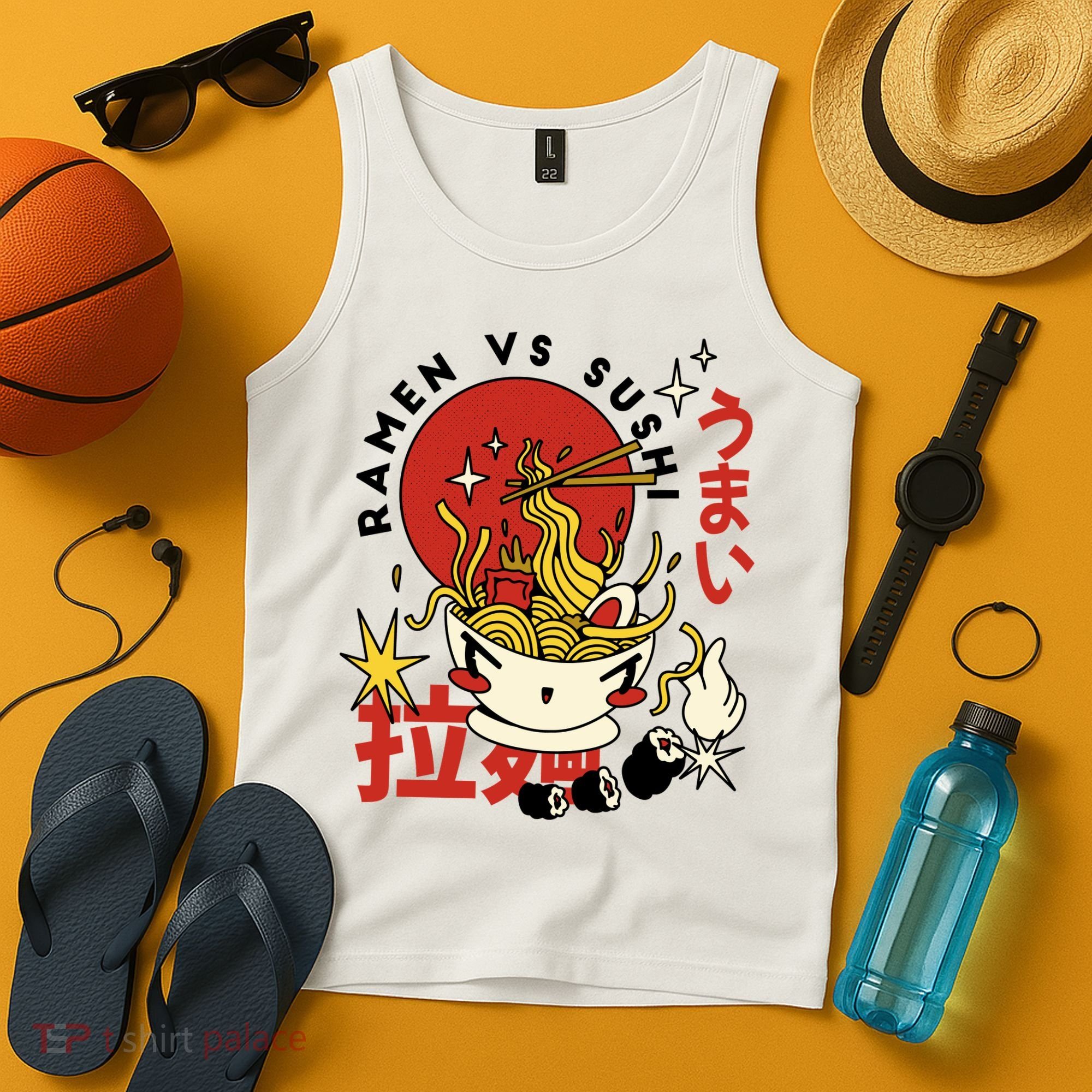 Ramen Vs Sushi Retro Japanese Food Tank Top