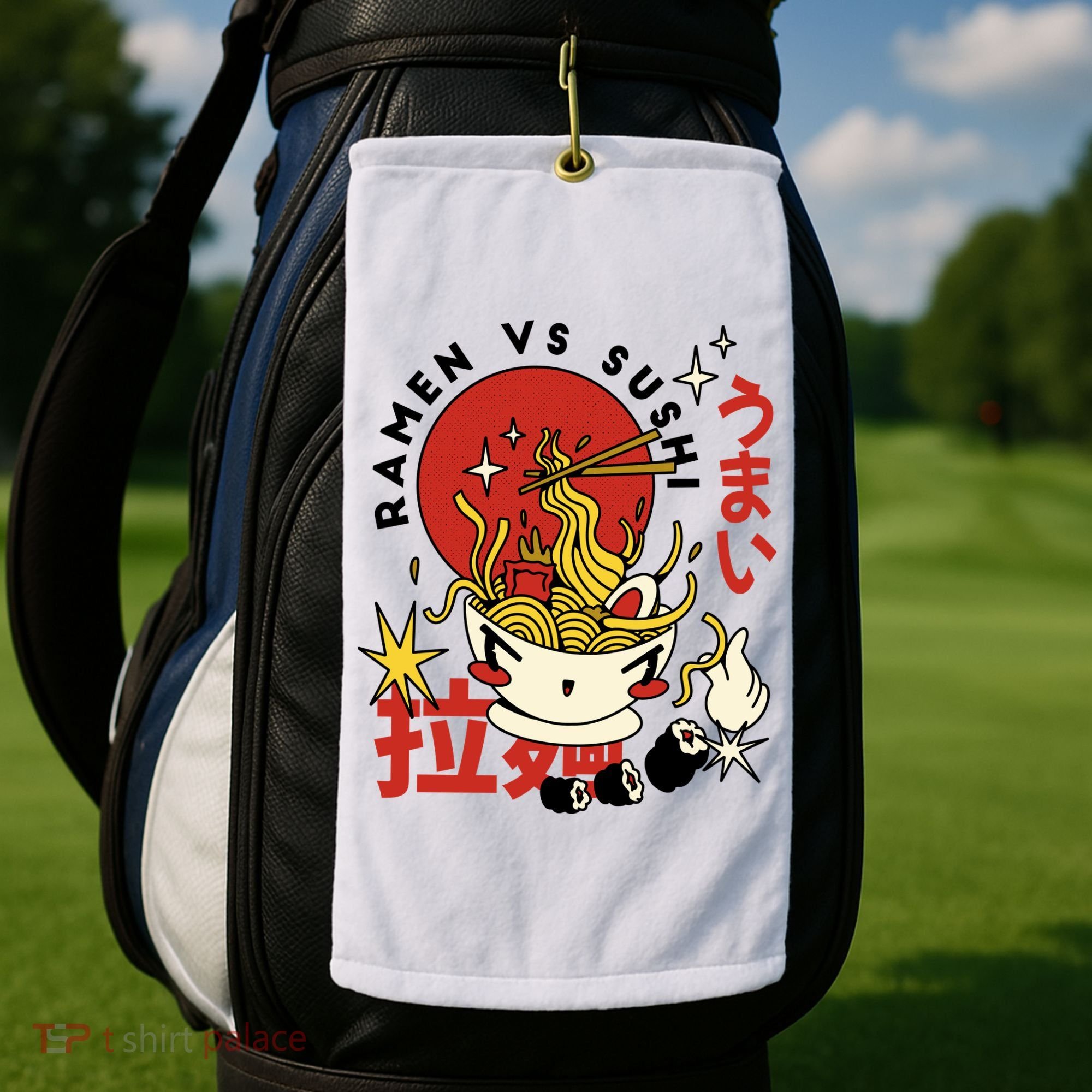 Ramen Vs Sushi Retro Japanese Food Golf Towel
