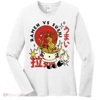 Ramen Vs Sushi Retro Japanese Food Women's Long Sleeve Shirt thumb 0