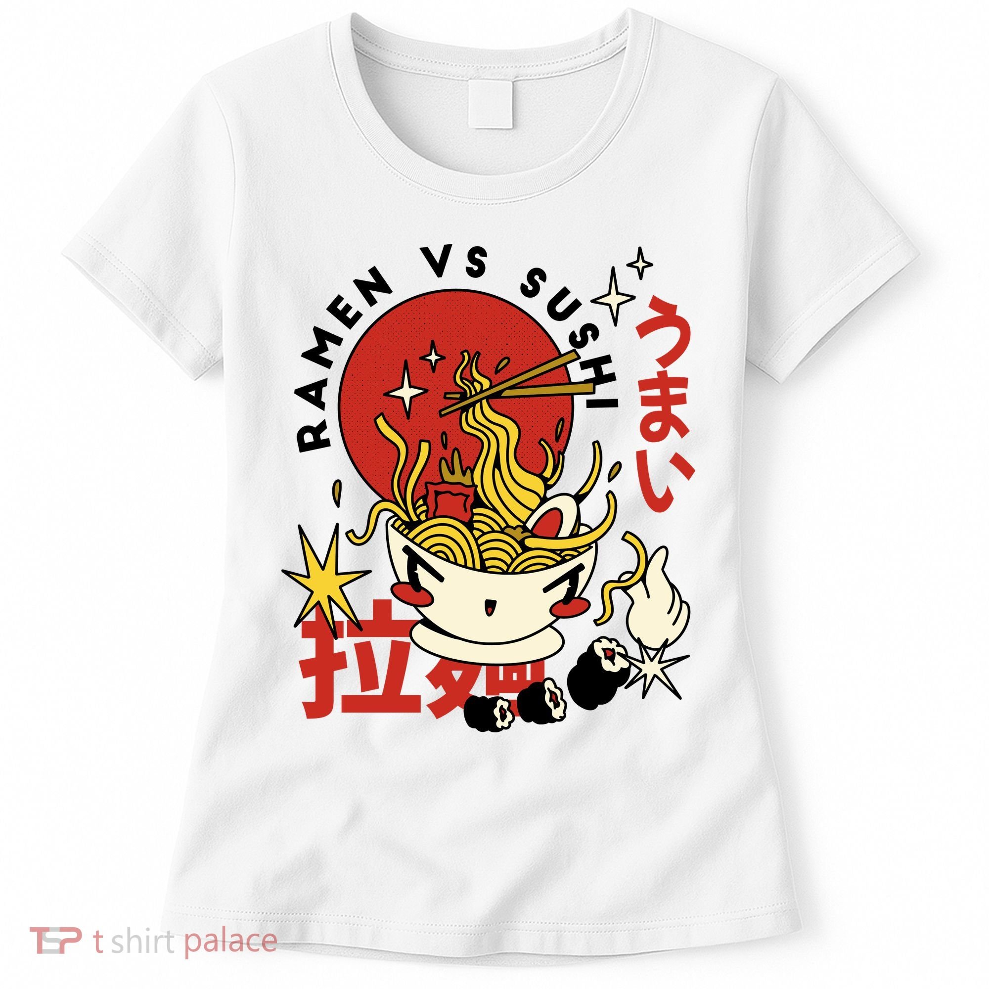 Ramen Vs Sushi Retro Japanese Food Women's T-Shirt