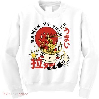 Ramen Vs Sushi Retro Japanese Food Kids Sweatshirt