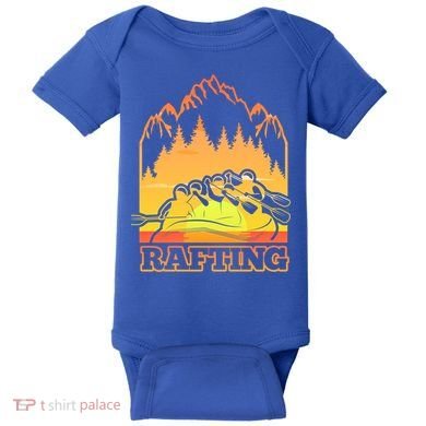 Retro Vintage Sunset Vibe River Rafting Paddle Rafting Funny Gift Baby Bodysuit