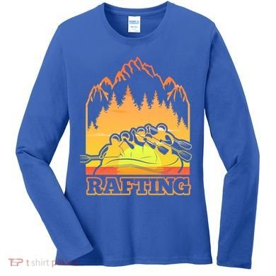 Retro Vintage Sunset Vibe River Rafting Paddle Rafting Funny Gift Women's Long Sleeve Shirt
