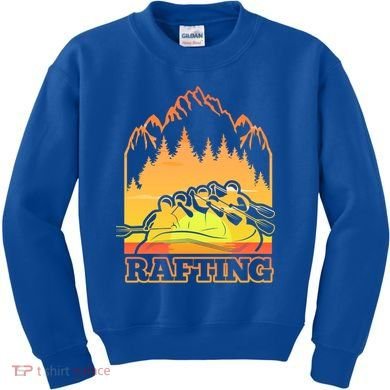 Retro Vintage Sunset Vibe River Rafting Paddle Rafting Funny Gift Kids Sweatshirt