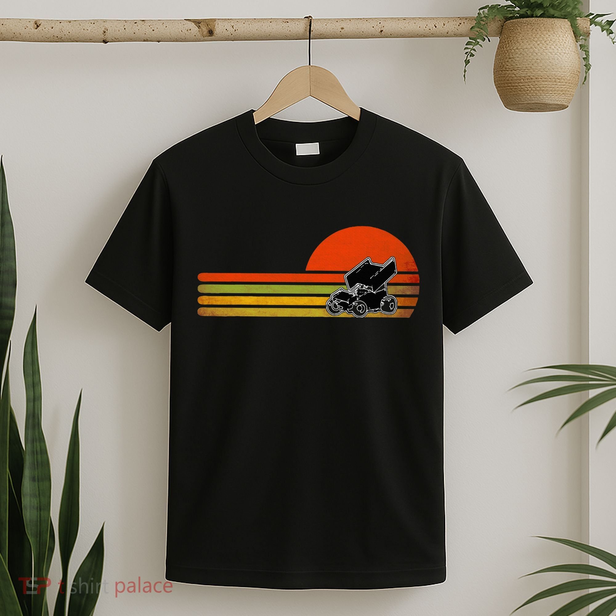 Retro Vintage Sprint Car Dirt Track Racing Distressed T-Shirt