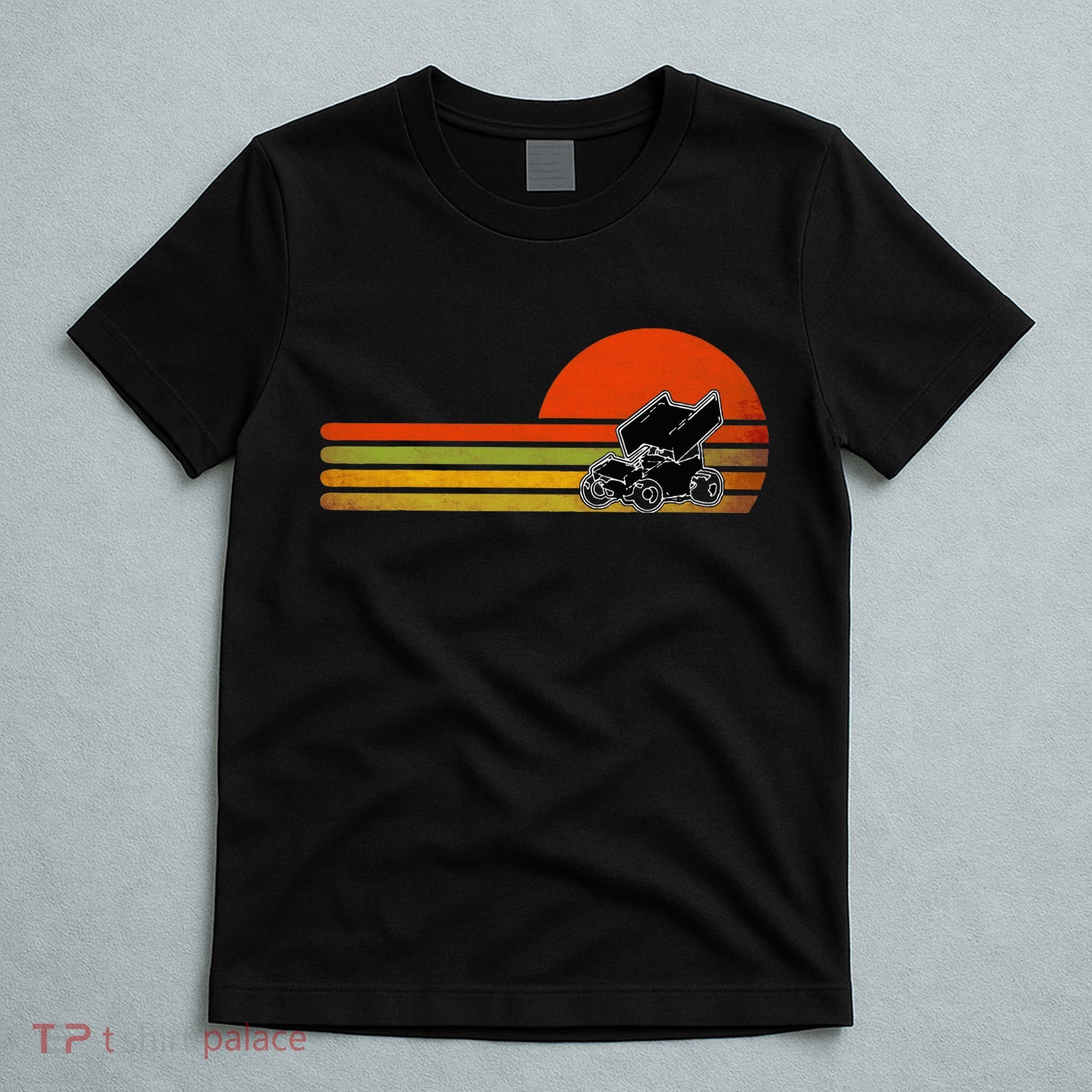 Retro Vintage Sprint Car Dirt Track Racing Distressed T-Shirt