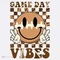 Retro Vintage Smiley Emoji Game Day Vibes Football Sports Fan T-Shirt thumb 7