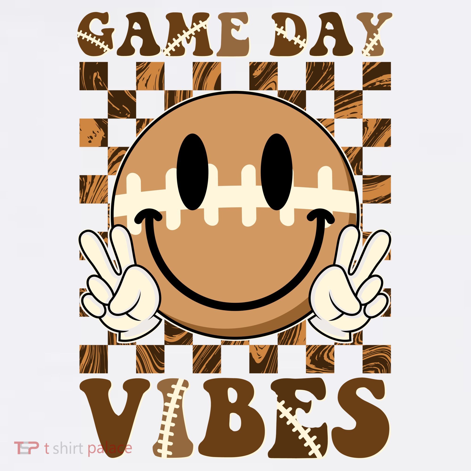 Retro Vintage Smiley Emoji Game Day Vibes Football Sports Fan T-Shirt