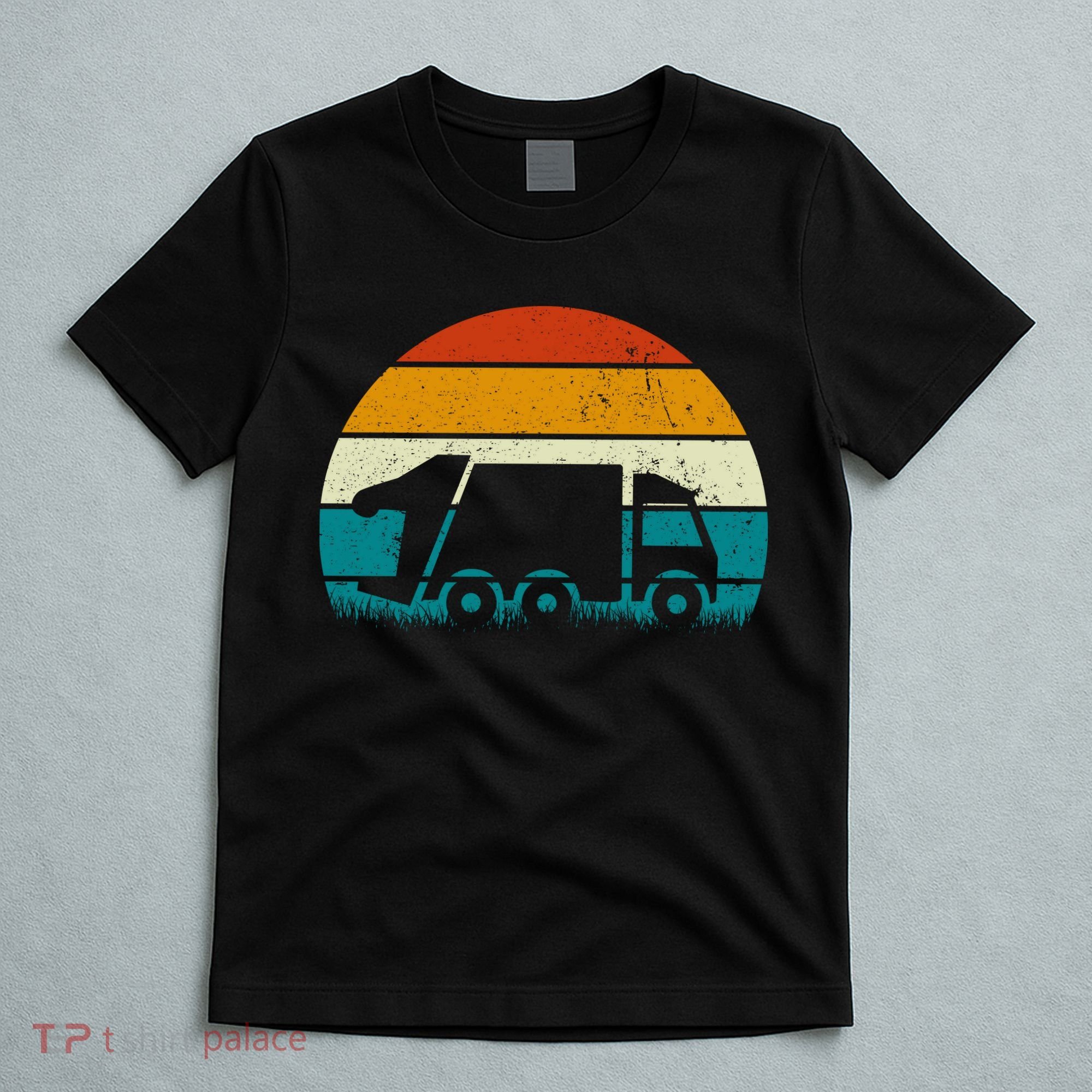 Retro Vintage Sunset Recycling Trash Kids Garbage Truck Gift T-Shirt